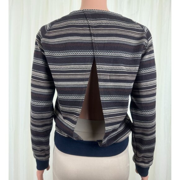 Shades of Grey by Micah Cohen Anthropologie Peek-a-boo Stripe Sweater Size XS - Picture 3 of 12